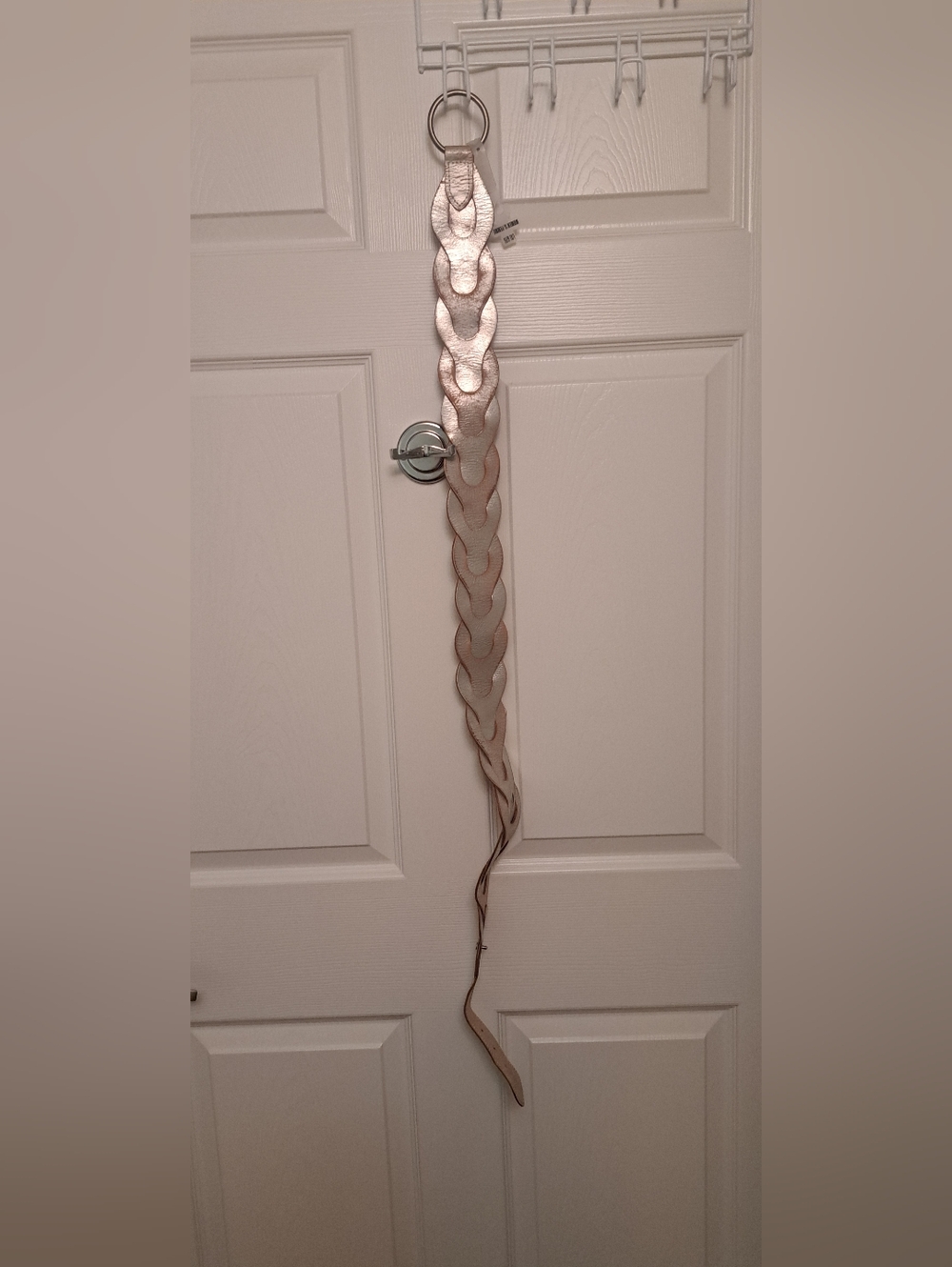 Old Navy Wide Braided Belt Size L/XL NWT New Metallic Silver Faux Leather Boho